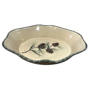 Home & Garden Party Fluted Baker Stoneware 12.5" Casserole Dish Northwoods